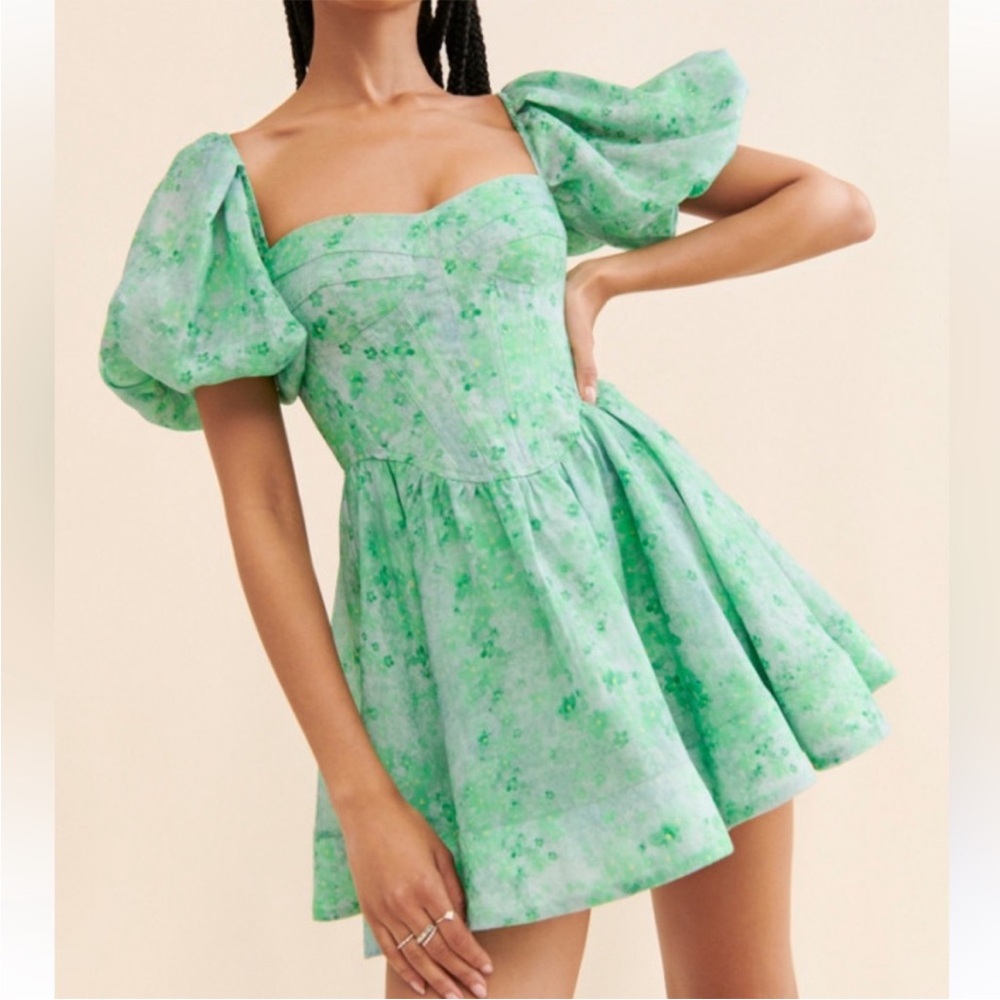 Bardot Green Floral Mini Dress